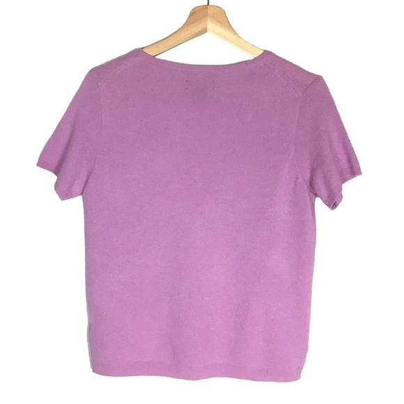 100% 2 ply Cashmere Short Sleeve Top Lavender Pink Size Large - Picture 10 of 10
